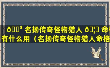 🐳 名扬传奇怪物猎人 🦍 命格有什么用（名扬传奇怪物猎人命格有什么用啊）